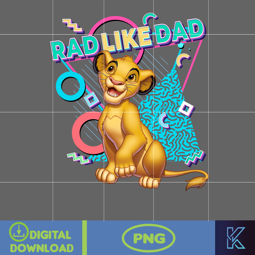 Lion Rad Like Dad Png, Designs Cartoon Rad Dad Png, Father's Day Png Sublimation, Cartoon Dad Png, Clipart, Instant Download.jpg
