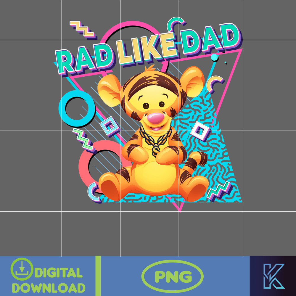 Rad Like Dad Tigger Png, Designs Cartoon Rad Dad Png, Father's Day Png Sublimation, Cartoon Dad Png, Clipart, Instant Download.jpg