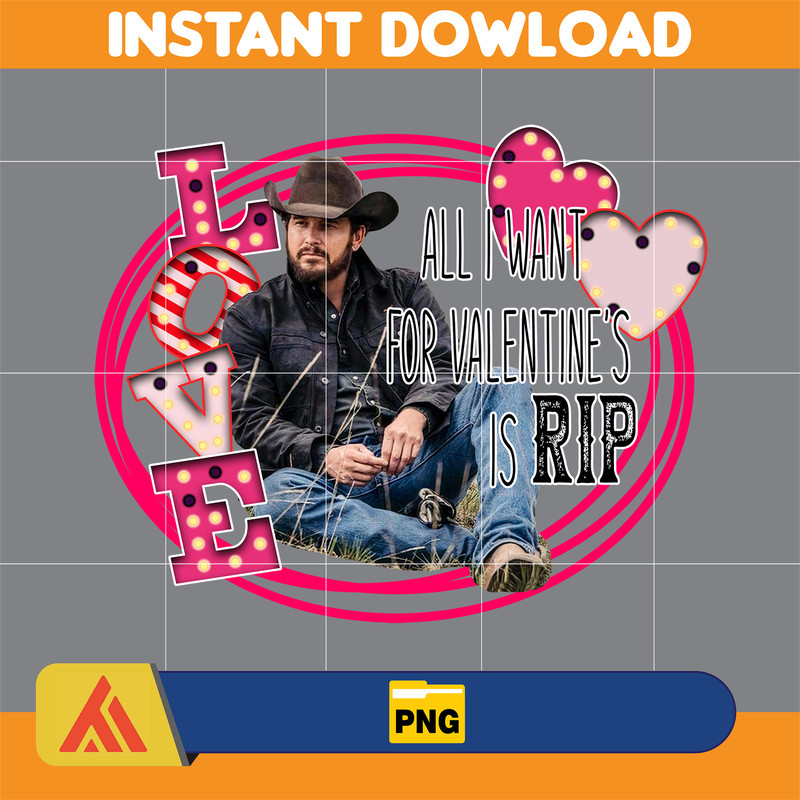 Yellowstone Valentines Sublimation Design, Western Valentine Png, Valentine's Day Png, Instant Dowload (7).jpg