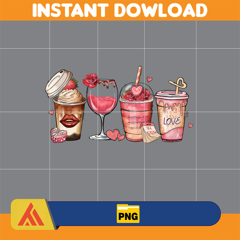 Valentine Coffee Png, Valentine Coffee Png, Valentine Drinks Png, Latte Drink Png, XOXO Png, Coffee Lover, Valentine Sublimation (11).jpg