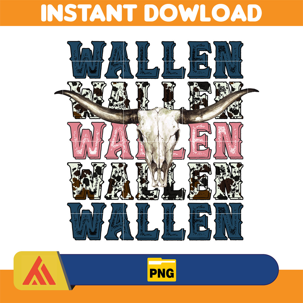 Country Western Png, Country Music Png, Retro Bull Skull Png, Wallen Bull Skull Png, Cowboy Design, Png Files High Quality (19).jpg