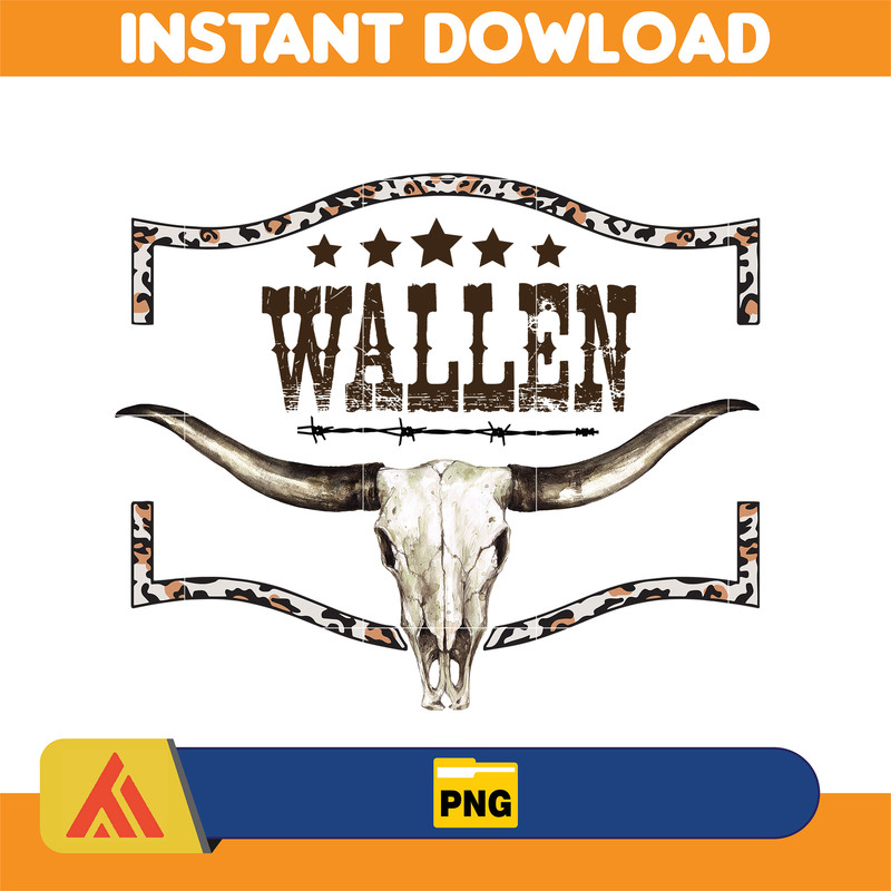 Country Western Png, Country Music Png, Retro Bull Skull Png, Wallen Bull Skull Png, Cowboy Design, Png Files High Quality (2).jpg