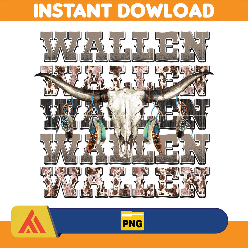 Country Western Png, Country Music Png, Retro Bull Skull Png, Wallen Bull Skull Png, Cowboy Design, Png Files High Quality (22).jpg