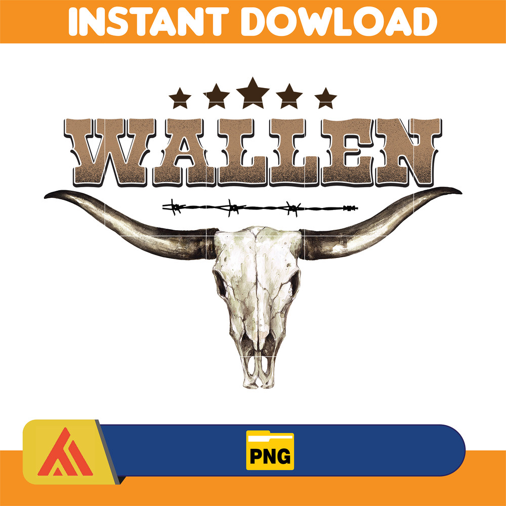 Country Western Png, Country Music Png, Retro Bull Skull Png, Wallen Bull Skull Png, Cowboy Design, Png Files High Quality (4).jpg