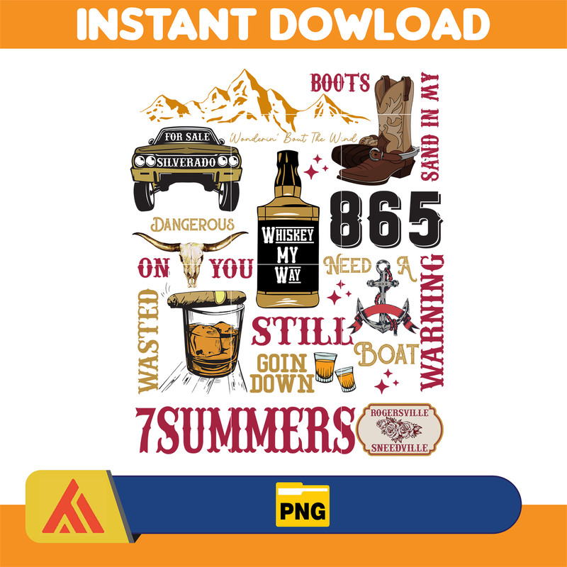 Country Western Png, Country Music Png, Retro Bull Skull Png, Wallen Bull Skull Png, Cowboy Design, Png Files High Quality (6).jpg