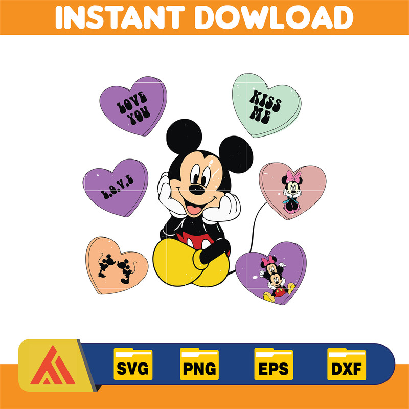 Designs Cartoon Valentine Svg, Be My Valentine Svg, Mouse And Friend Character Movie Svg (10).jpg