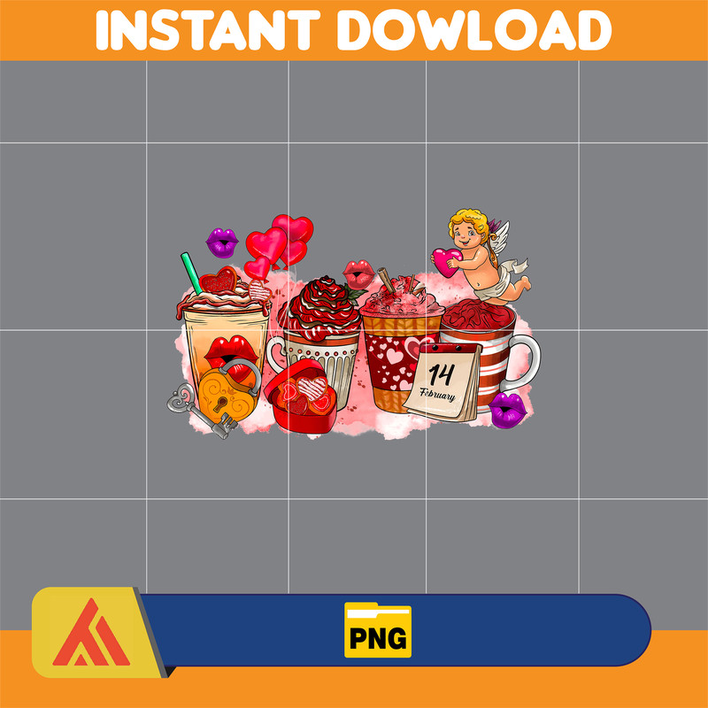 Valentine Coffee Png, Valentine Coffee Png, Valentine Drinks Png, Latte Drink Png, XOXO Png, Coffee Lover, Valentine Digital Download (5).jpg