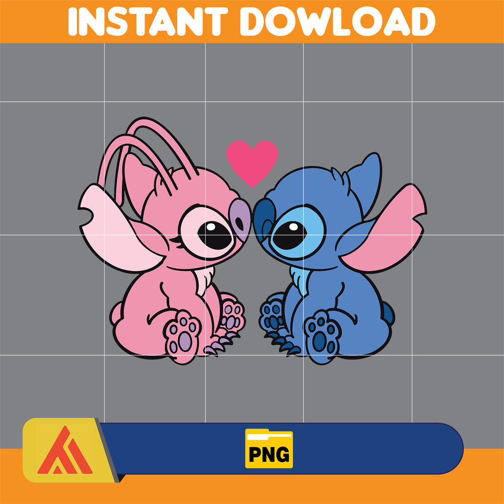 Stitcth Valentine Png, Stitch Png, Cartoon Png, Blue Alien, Valentine Png, Instant Download (10).jpg