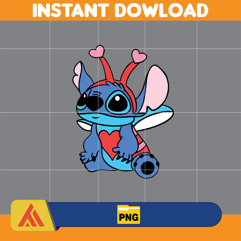Stitcth Valentine Png, Stitch Png, Cartoon Png, Blue Alien, Valentine Png, Instant Download (16).jpg