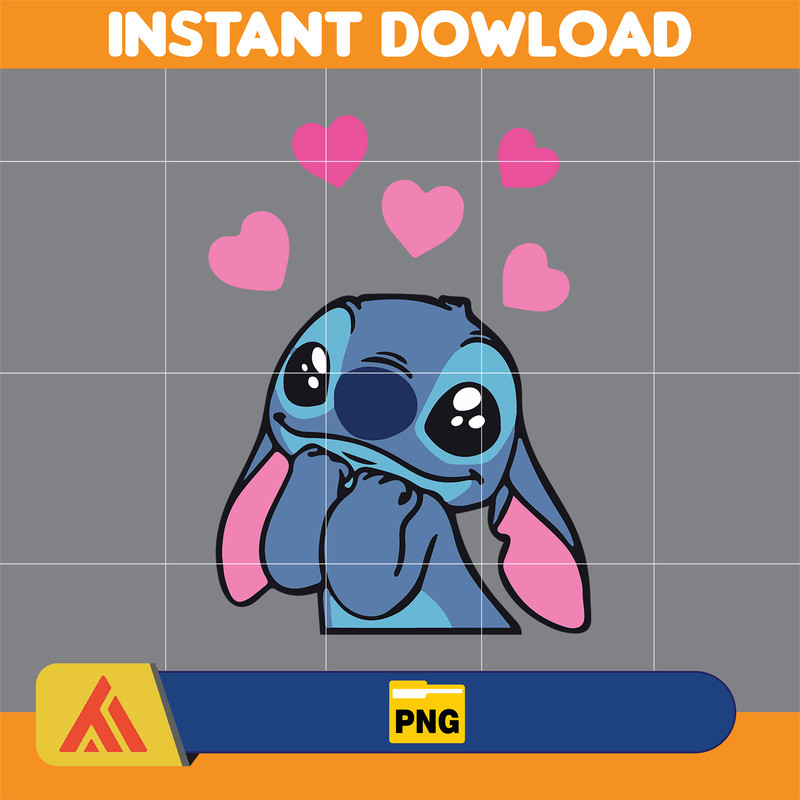 Stitcth Valentine Png, Stitch Png, Cartoon Png, Blue Alien, Valentine Png, Instant Download (19).jpg