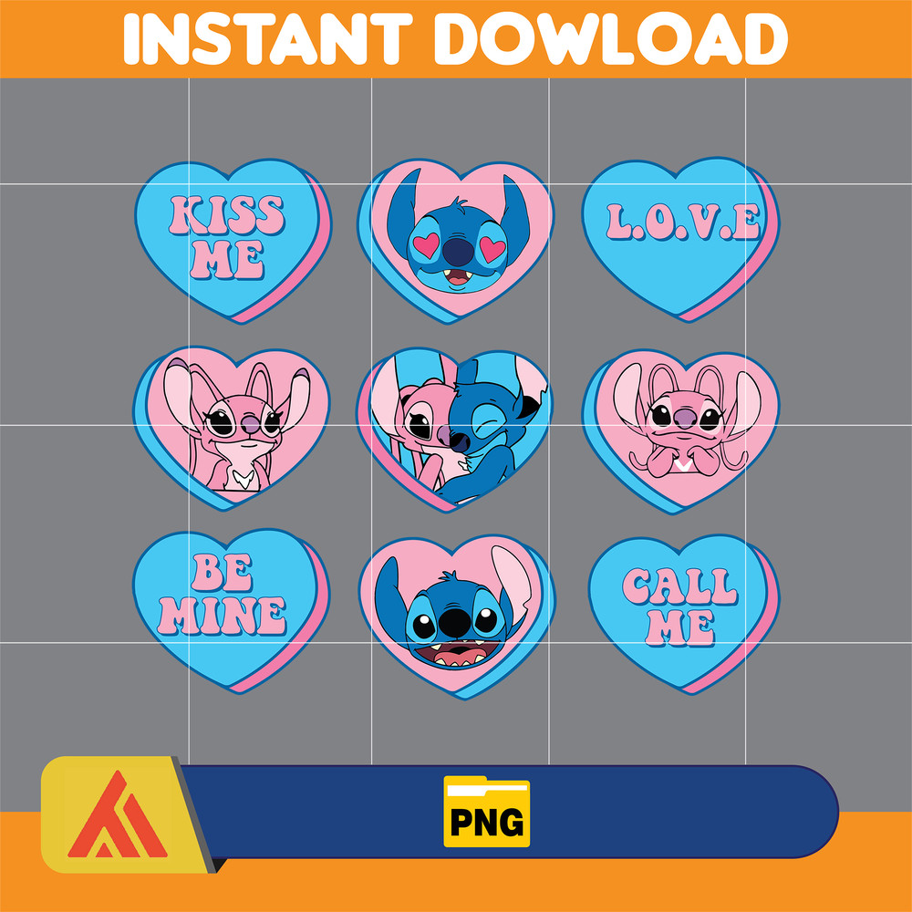 Stitcth Valentine Png, Stitch Png, Cartoon Png, Blue Alien, Valentine Png, Instant Download (5).jpg