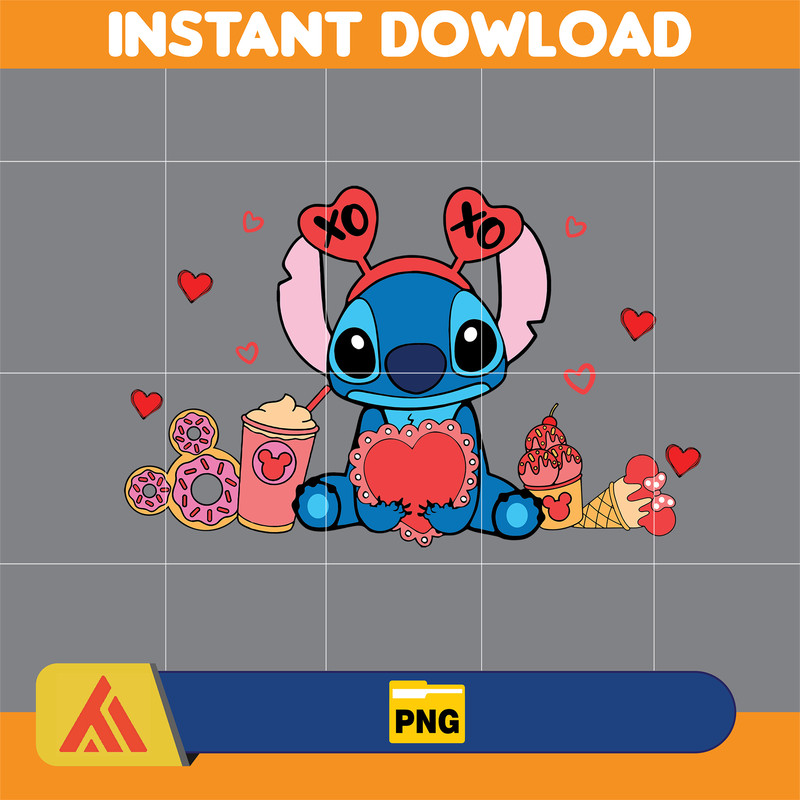 Stitcth Valentine Png, Stitch Png, Cartoon Png, Blue Alien, Valentine Png, Instant Download (8).jpg