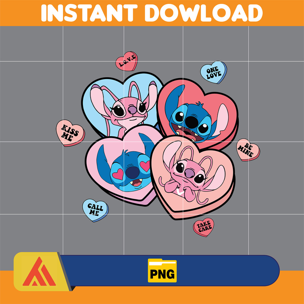 Stitcth Valentine Png, Stitch Png, Cartoon Png, Blue Alien, Valentine Png, Instant Download (9).jpg