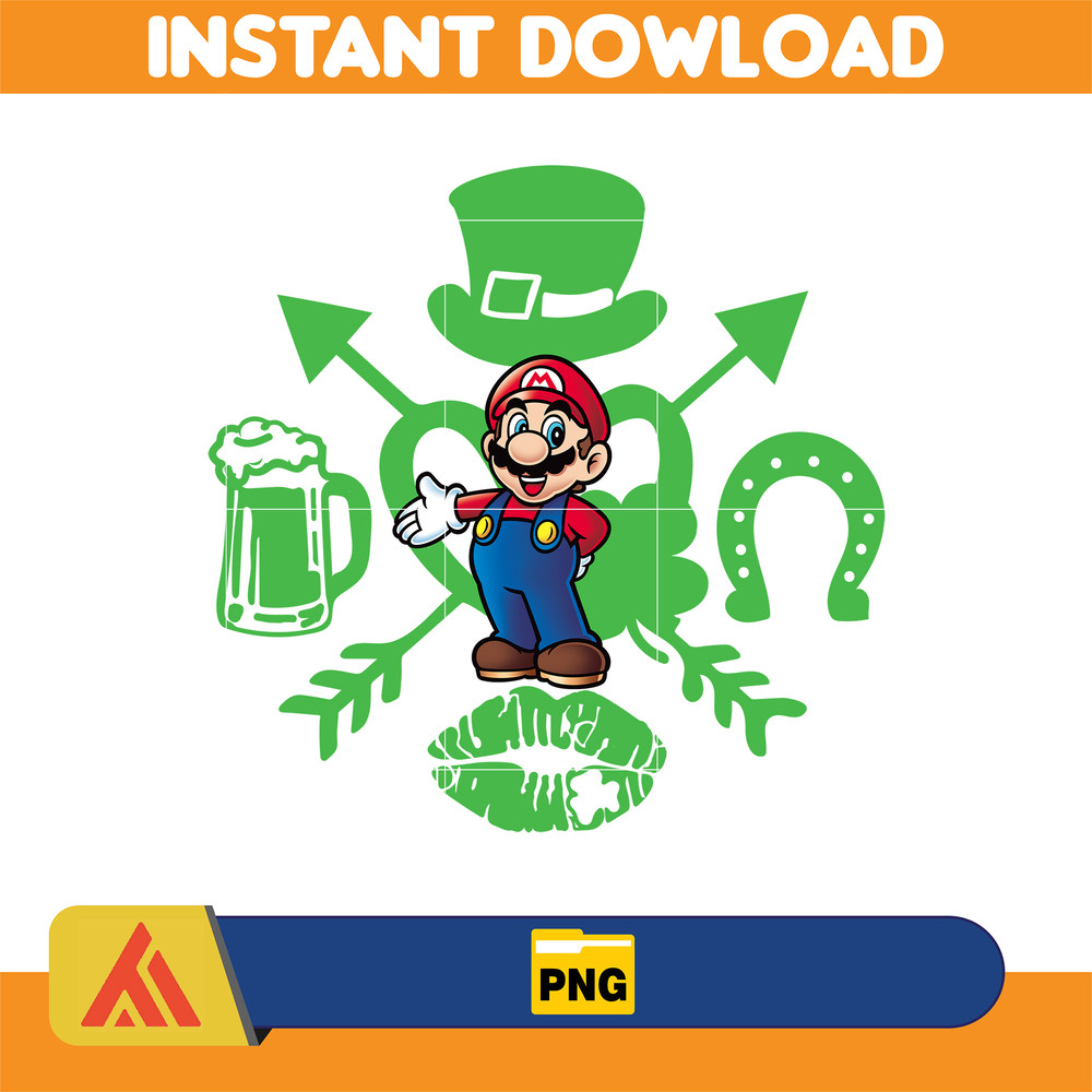 Mario Happy St Patrick's Day Svg, Cartoon St Patrick's Day, Winnie the Pooh, Saint Patrick's Day, Toy Story, Lucky Vibes Svg, Paddy's Day.jpg