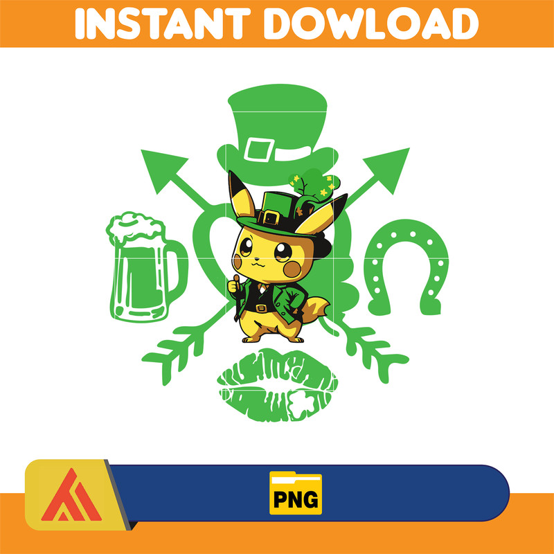 Pikachu Happy St Patrick's Day Svg, Cartoon St Patrick's Day, Winnie the Pooh, Saint Patrick's Day, Toy Story, Lucky Vibes Svg, Paddy's Day.jpg