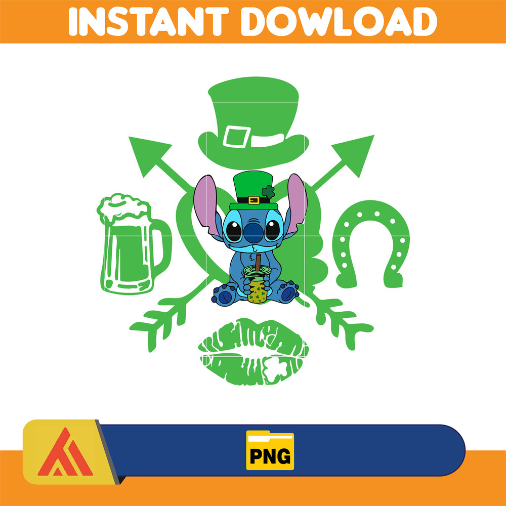 Stitch Happy St Patrick's Day Svg, Cartoon St Patrick's Day, Winnie the Pooh, Saint Patrick's Day, Toy Story, Lucky Vibes Svg, Paddy's Day.jpg