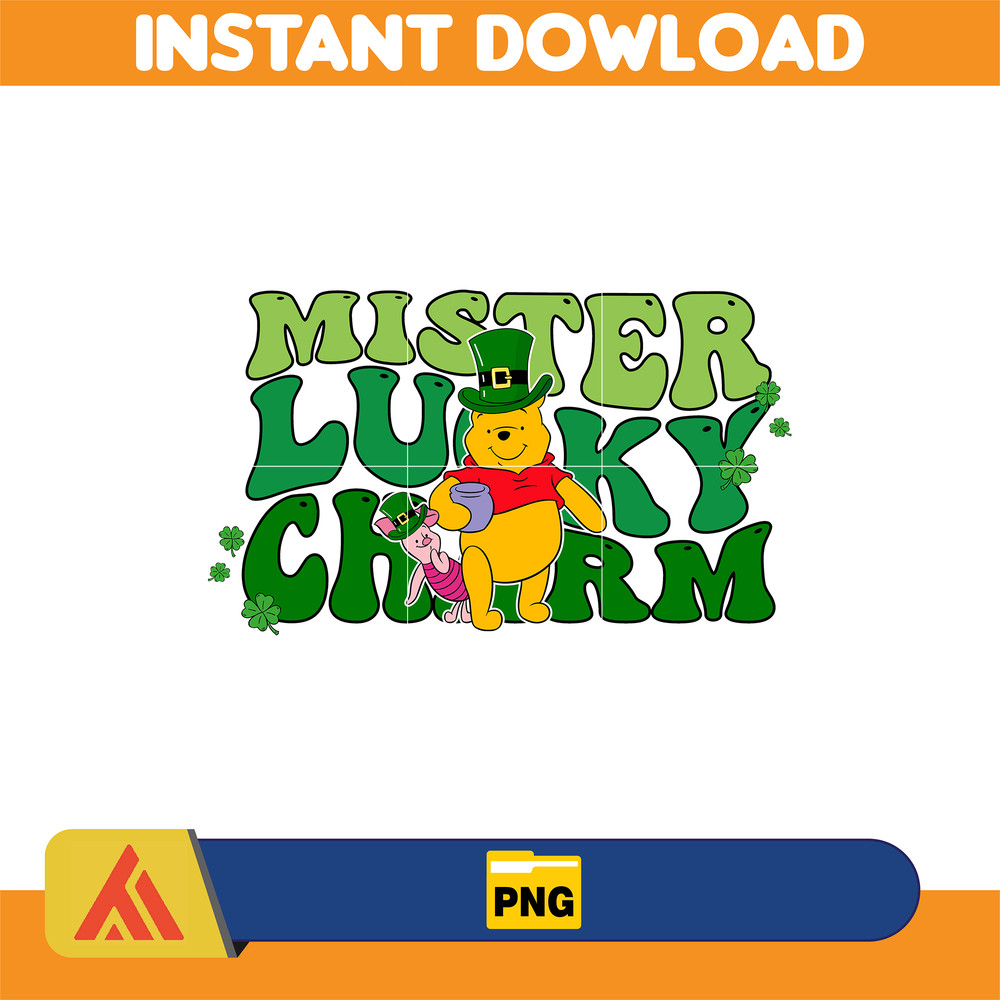 Mister Lucky Charm Png, Winnie the Pooh Happy St Patricks Day Svg, Saint Patricks Day Svg, Shamrock Svg Lucky Vibes Svg.jpg