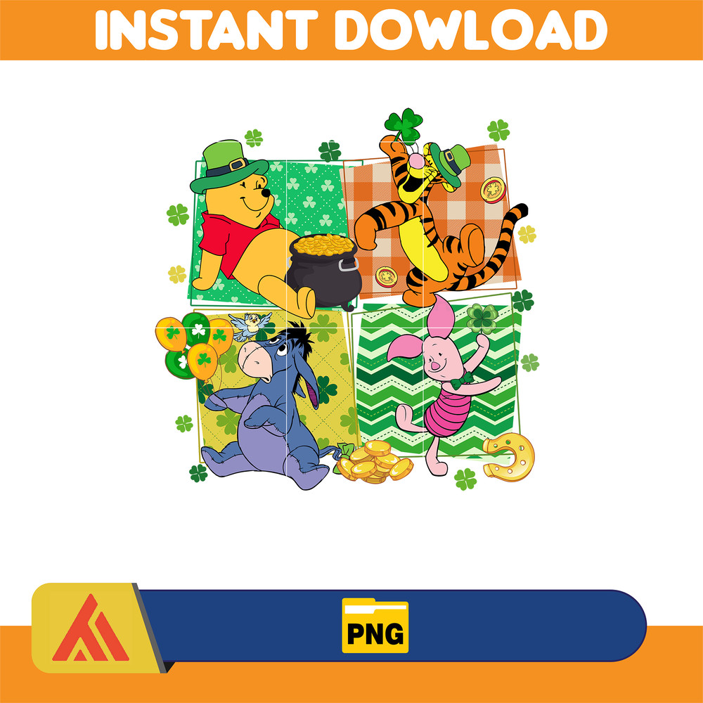 Winnie The Pood Patrick's Day Png, Winnie the Pooh Happy St Patricks Day Svg, Saint Patricks Day Svg, Shamrock Svg Lucky Vibes Svg (2).jpg