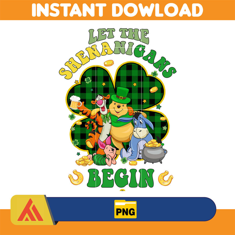 Winnie The Pood Patrick's Day Png, Winnie the Pooh Happy St Patricks Day Svg, Saint Patricks Day Svg, Shamrock Svg Lucky Vibes Svg.jpg