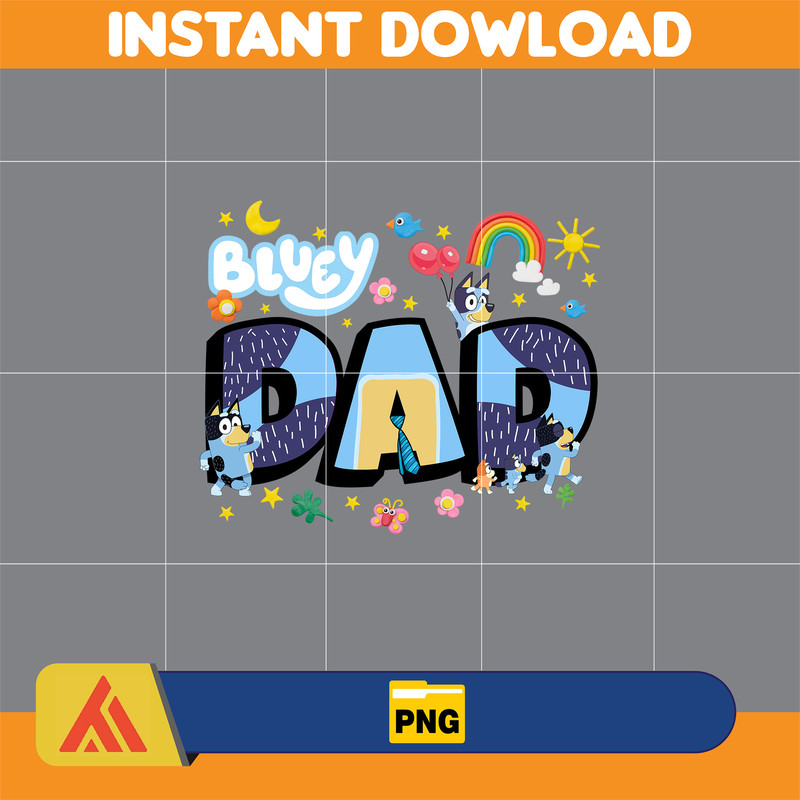 Bluey Dad Png, Cartoon Dad Png, Characters Letters Png, Doodle Story Png ,Doodle Alphabets Sublimation, Magical Dad, Mother's Day.jpg