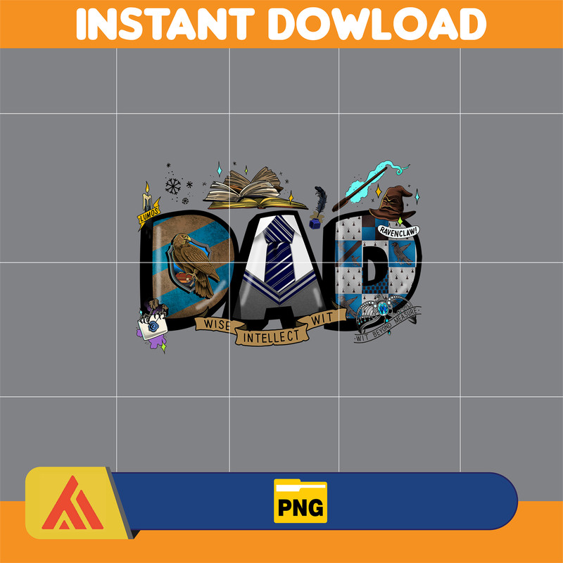 Ravenclaw Dad Png, Cartoon Dad Png, Characters Letters Png, Doodle Story Png ,Doodle Alphabets Sublimation, Magical Dad, Mother's Day.jpg