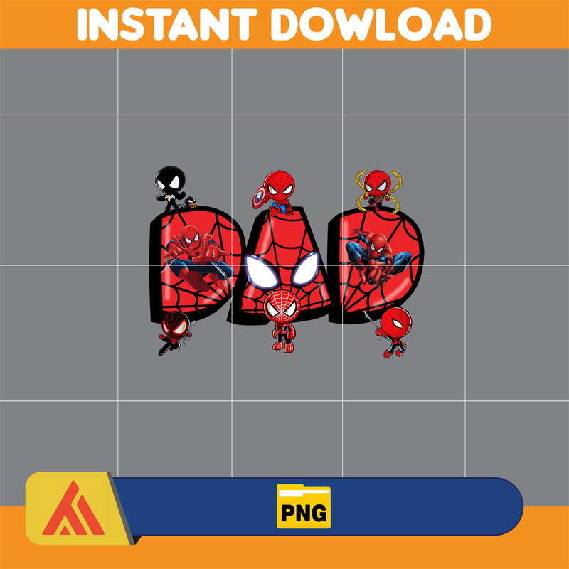 Spiderman Dad Png, Cartoon Dad Png, Characters Letters Png, Doodle Story Png ,Doodle Alphabets Sublimation, Magical Dad, Mother's Day.jpg