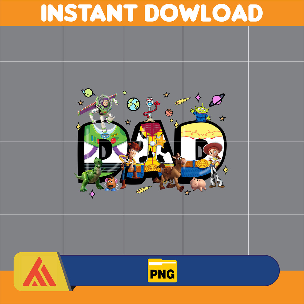 Toy Story Dad Png, Cartoon Dad Png, Characters Letters Png, Doodle Story Png ,Doodle Alphabets Sublimation, Magical Dad, Mother's Day.jpg