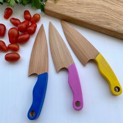 Montessori Knife, Toddler SafeWooden Knife for Kids, Children's Utensil, Butter Knife Vegetable and Fruit Cutter