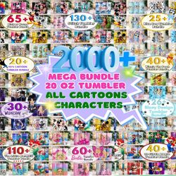 cartoon tumbler bundle, all cartoons character sublimation, stitch tumbler, 90s cartoon tumbler, mario tumbler png, subl