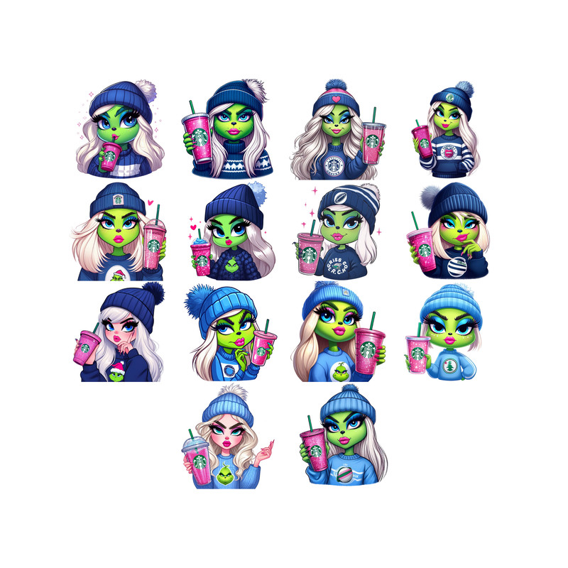 Boujee Grinch, Cute Girl Grinch, Christmas Grinch, Transparent Png, High Resolution, DTF Transfer, Sublimation Transfer, Boujie Girl Grinch Instant Download.jpg