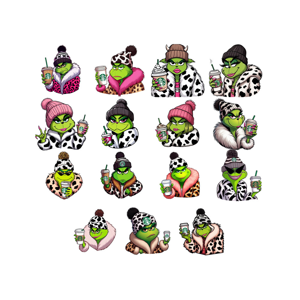 Dairy cow Grinch png bundle, Merry Xmas & Holiday Season Graphics, liday Season Png, Xmas Costume Santa Png, Santa Hat Png.jpg