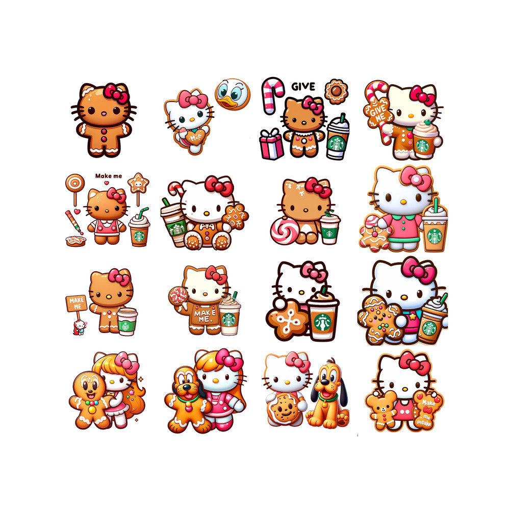 Hello Gingerbread Cookie Kitty PNG, Gingerbread PNG, Kitty Christmas PNG, Christmas Cookie, Ginger, Pink Bow, Instant Download.jpg