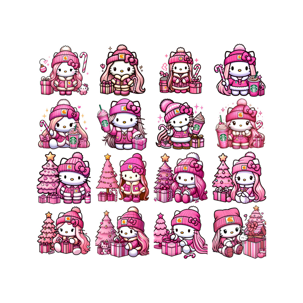 Hello Pink Santa Kitty PNG, SVG, Hello Christmas Kitty SVG, Christmas Decor, Pink Candy Cane, Pink Hat, Kitty Decor, Instant Download.jpg