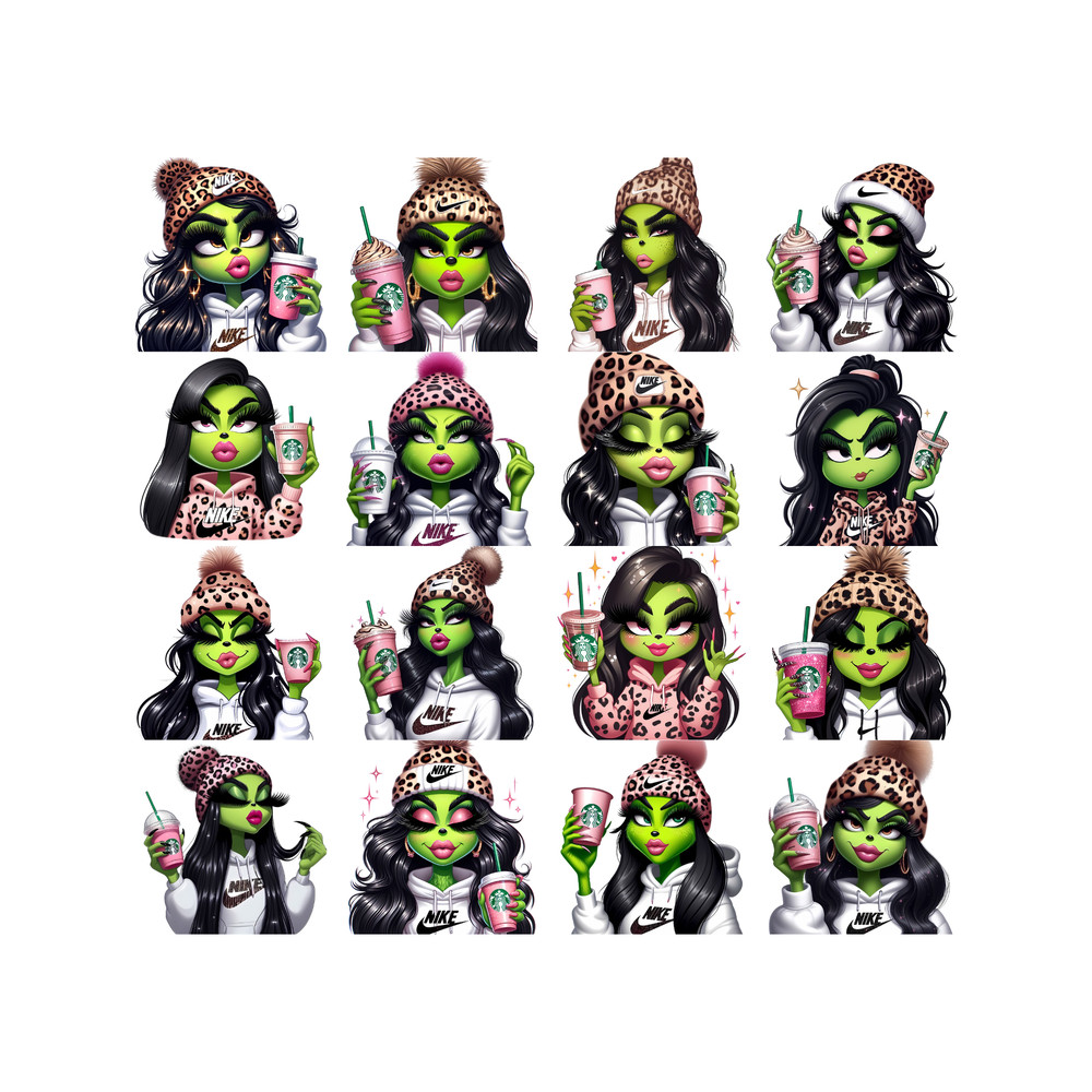 Nike Grinch Hoodie Girl Png, Christmas Green Mean Girl, Logo Svg, Cheetah, Starbuk Coffee Frappe Cup, PNG, Instant Download, Sublimation.jpg