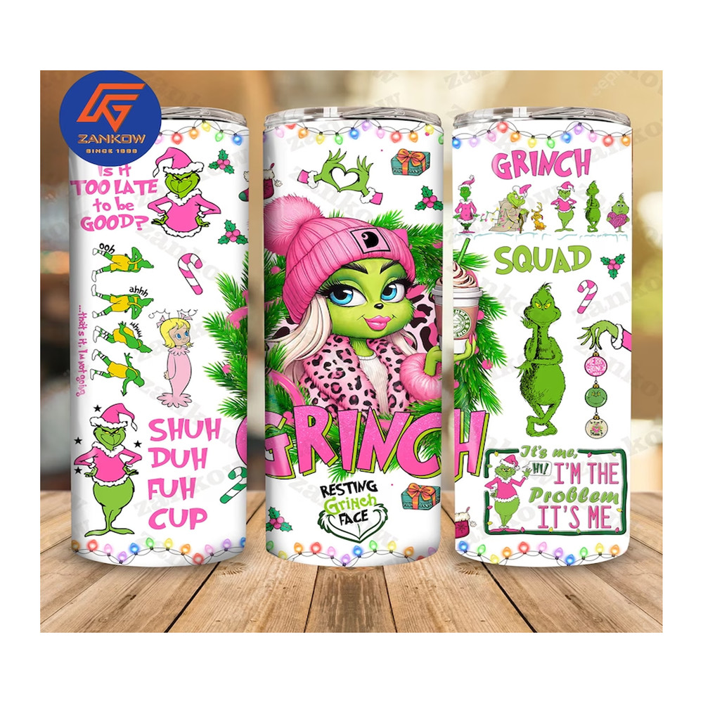 Pink Boujee Christmas Leopard 20oz Tumbler Design Png, Stanley Christmas Retro 20oz Straight And Tapered Tumbler Wrap Design.jpg