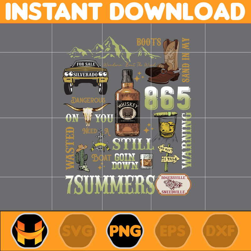 Country Western Png, Country Music Png, Retro Bull Skull Png, Wallen Bull Skull Png, Cowboy Design, Png Files High Quality (10).jpg