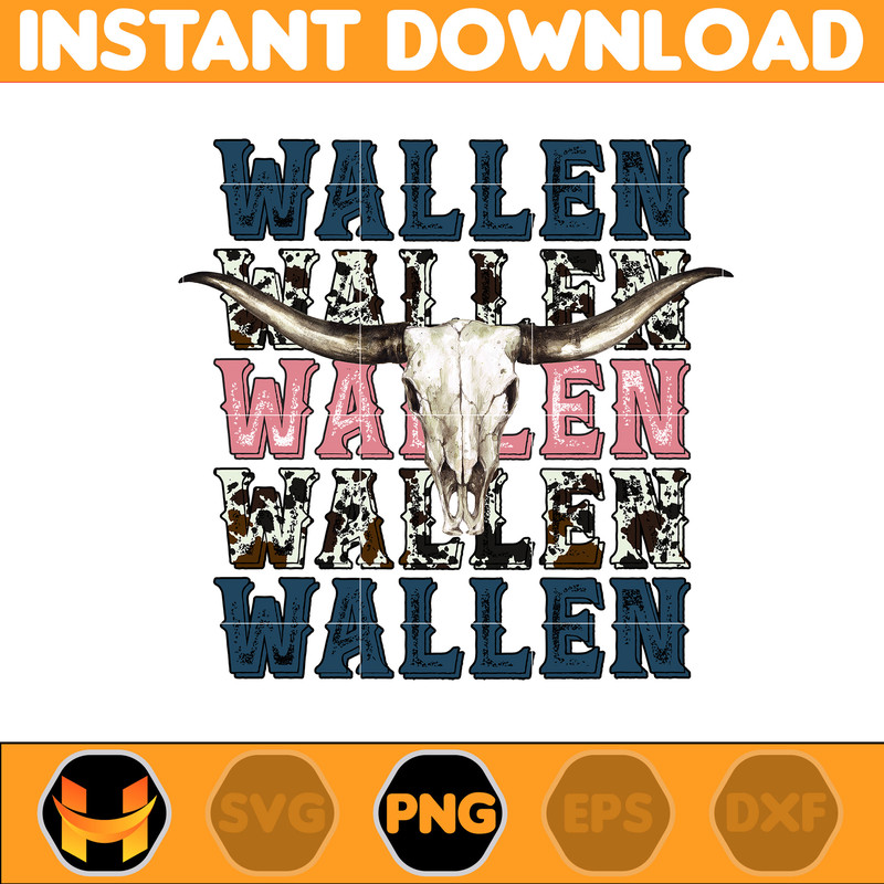 Country Western Png, Country Music Png, Retro Bull Skull Png, Wallen Bull Skull Png, Cowboy Design, Png Files High Quality (19).jpg