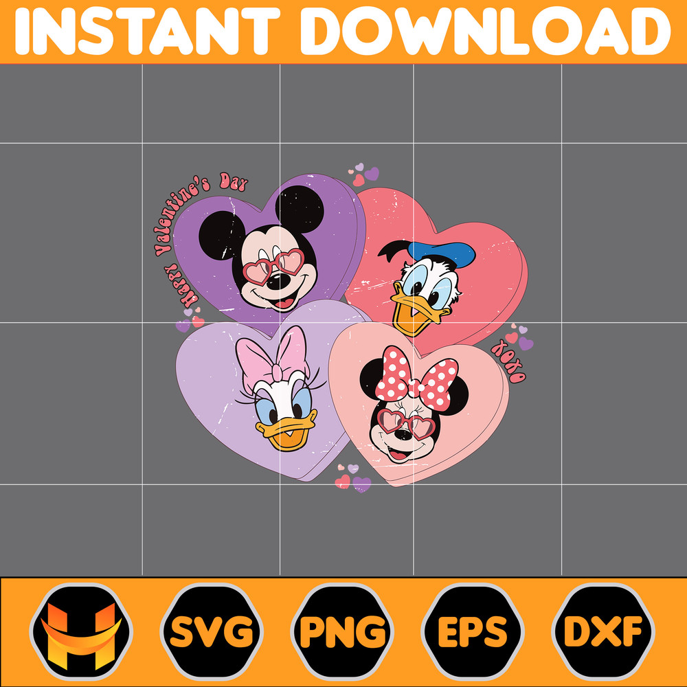 Designs Cartoon Valentine Svg, Be My Valentine Svg, Mouse And Friend Character Movie Svg (12).jpg