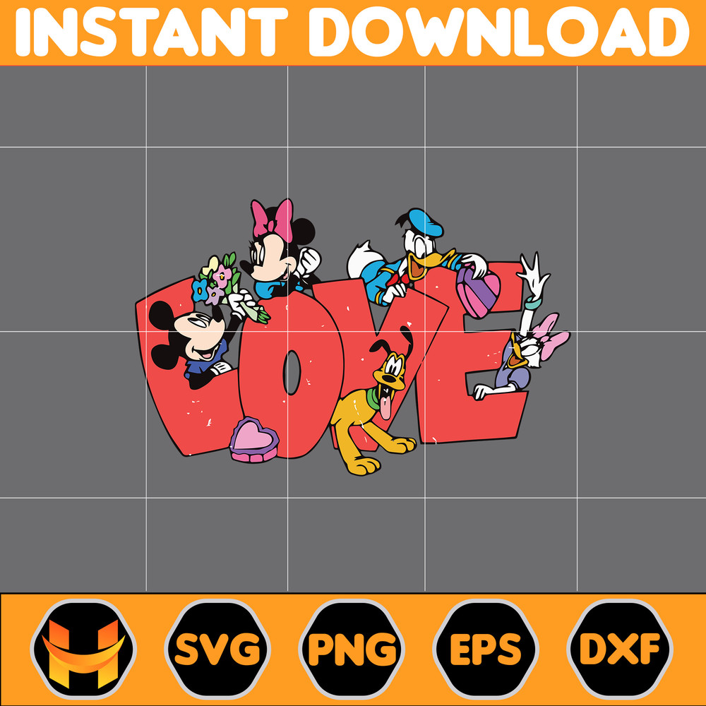 Designs Cartoon Valentine Svg, Be My Valentine Svg, Mouse And Friend Character Movie Svg (8).jpg
