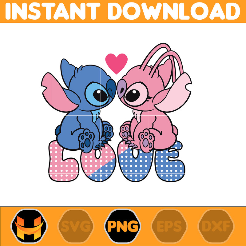 Stitcth Valentine Png, Stitch Png, Cartoon Png, Blue Alien, Valentine Png, Instant Download (6).jpg