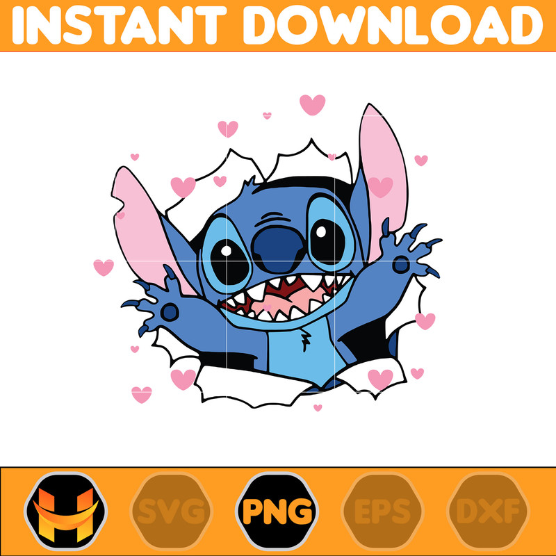Stitcth Valentine Png, Stitch Png, Cartoon Png, Blue Alien, Valentine Png, Instant Download (7).jpg