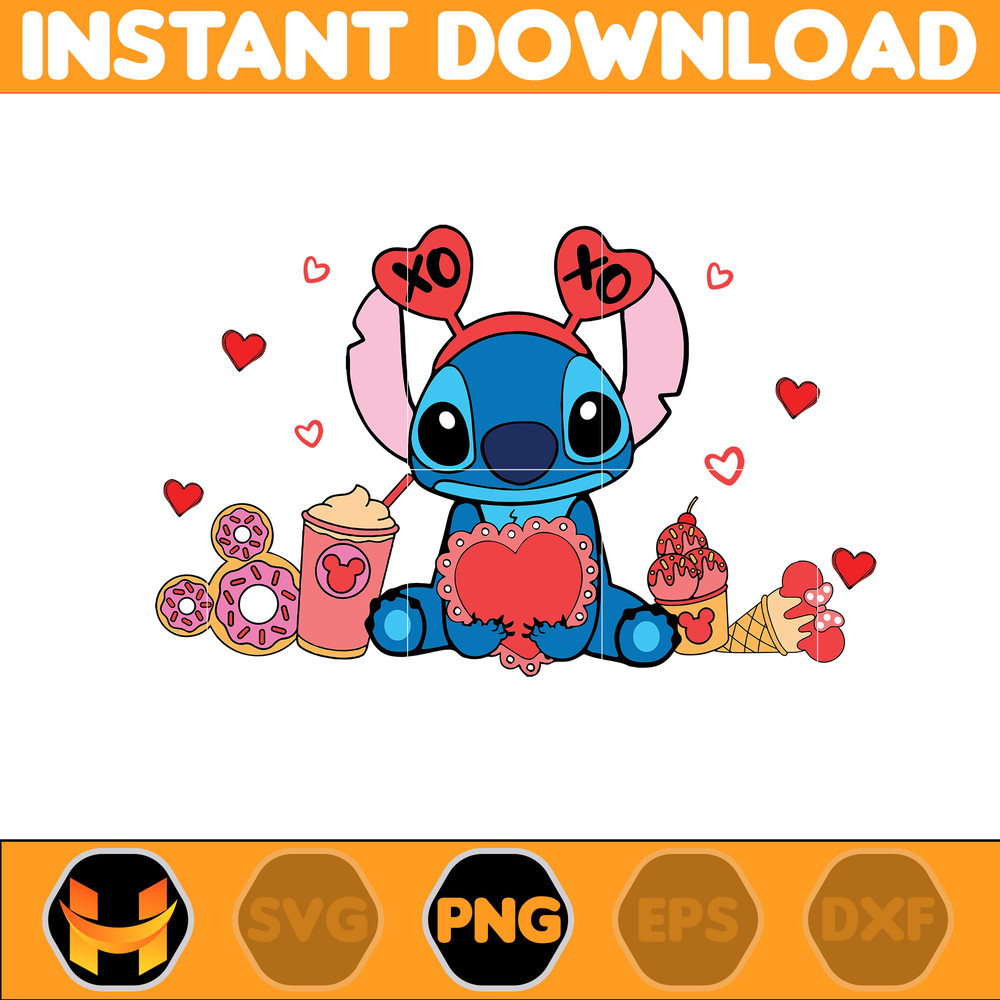 Stitcth Valentine Png, Stitch Png, Cartoon Png, Blue Alien, Valentine Png, Instant Download (8).jpg