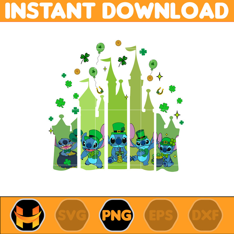 Disney Castle Stitch Patricks Day Png, Stitch Happy Patrick Day Png, First Dis ney Trip Png, Magical Patricks, Lucky Vibes Png.jpg