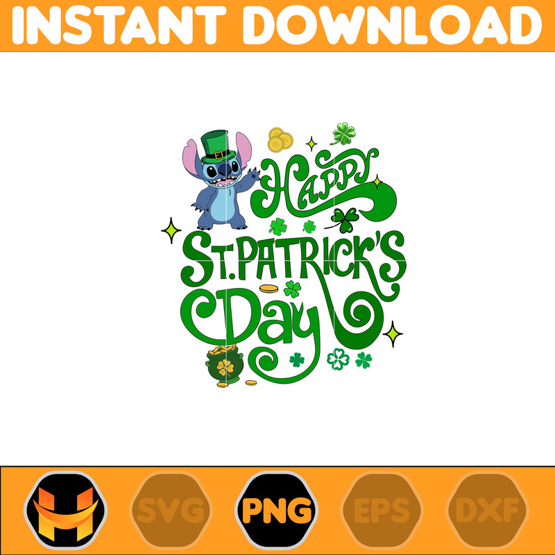 Happy St Patricks Day Png, Stitch Happy Patrick Day Png, First Dis ney Trip Png, Magical Patricks, Lucky Vibes Png.jpg