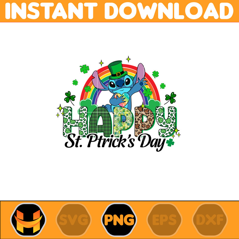 Happy St Patricks Day Stitch Png, Stitch Happy Patrick Day Png, First Dis ney Trip Png, Magical Patricks, Lucky Vibes Png .jpg