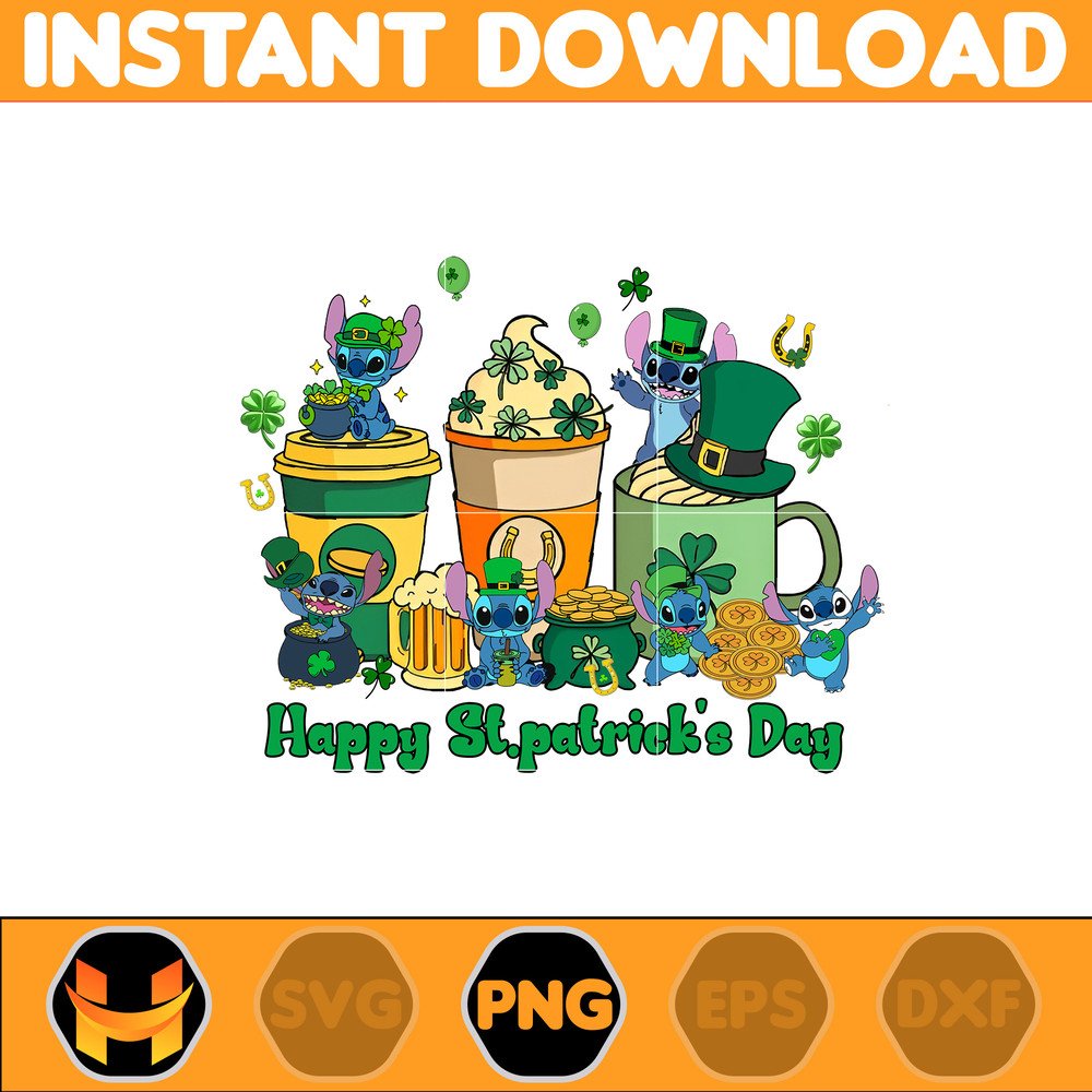 Happy St Patricks Day Stitch Png, Stitch Happy Patrick Day Png, First Dis ney Trip Png, Magical Patricks, Lucky Vibes Png.jpg