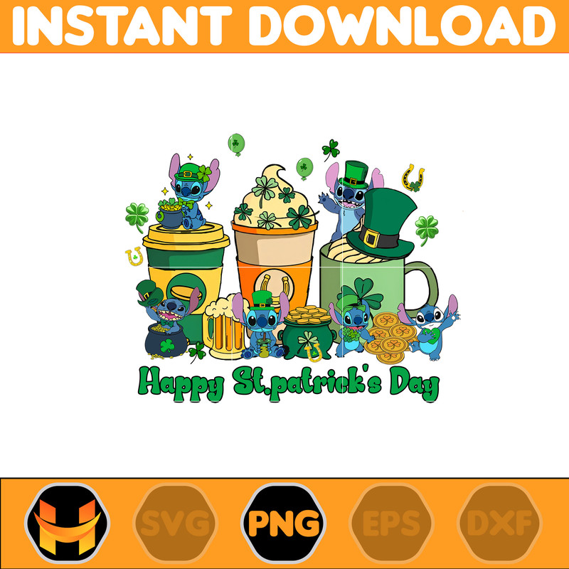 Happy St Patricks Day Stitch Png, Stitch Happy Patrick Day Png, First Dis ney Trip Png, Magical Patricks, Lucky Vibes Png.jpg