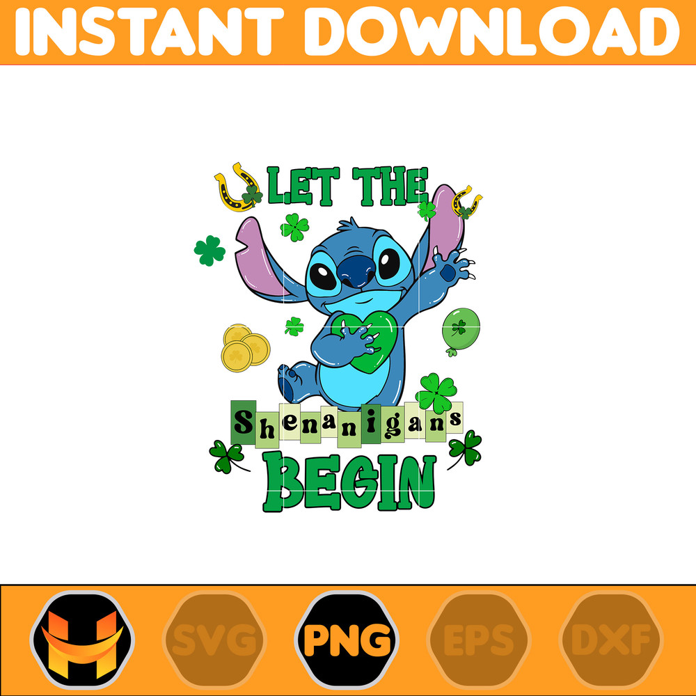 Let The Shenanigans Begin Stitch Png, Stitch Happy Patrick Day Png, First Dis ney Trip Png, Magical Patricks, Lucky Vibes Png.jpg