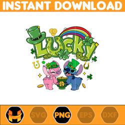 lucky stitch and angle png, stitch happy patrick day png, first dis ney trip png, magical patricks, lucky vibes png
