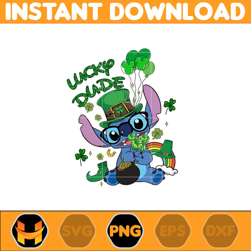 Lucky_Dude, Stitch Happy Patrick Day Png, First Dis ney Trip Png, Magical Patricks, Lucky Vibes Png.jpg